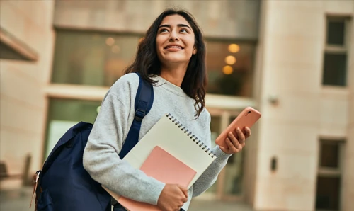 Student using mobile phone